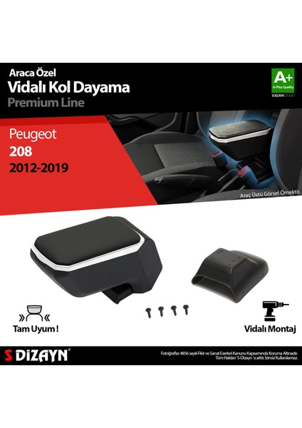 Peugeot 208 Abs Vidalı Kol Dayama Kolçak Gri 2012-2019 A+Kalite