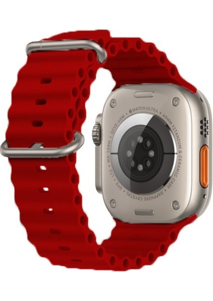 Tüm Watch Modelleriyle Uyumlu Ayarlanabilir Ocean Silikon Kırmızı Saat Kordonu 38-40-41MM
