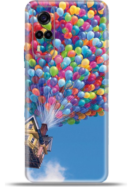 Vivo Y53S Kılıf Esnek Silikon Kamera Koruma 4K Desenli Özel Tasarım - Balonlu Ev