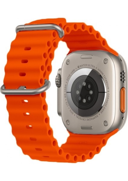 Tüm Watch Modelleriyle Uyumlu Ayarlanabilir Ocean Silikon Turuncu Saat Kordonu 38-40-41MM