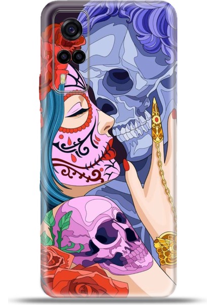 Vivo Y53S Kılıf Esnek Silikon Kamera Koruma 4K Desenli Özel Tasarım - Skull Love