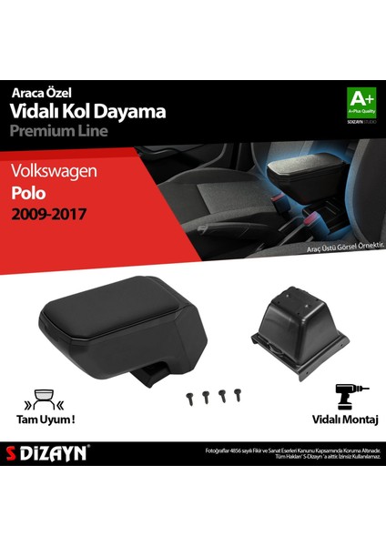 Volkswagen Polo 5 Abs Vidalı Kol Dayama Kolçak Siyah 2009-2017 A+Kalite