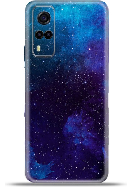 Vivo Y53S Kılıf Esnek Silikon Kamera Koruma 4K Desenli Özel Tasarım - Darkblue Endless