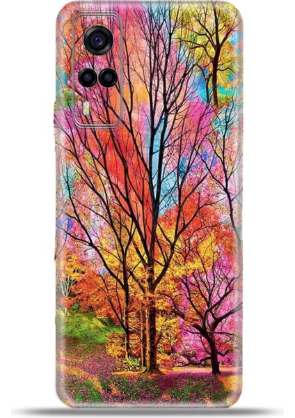 Vivo Y53S Kılıf Esnek Silikon Kamera Koruma 4K Desenli Özel Tasarım - Renkli Ilkbahar