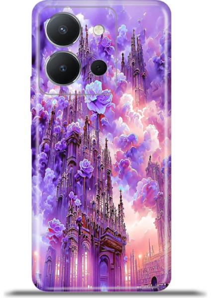 Vivo Y36 4g Kılıf Esnek Silikon Kamera Koruma 4K Desenli Özel Tasarım - Pembe Kale