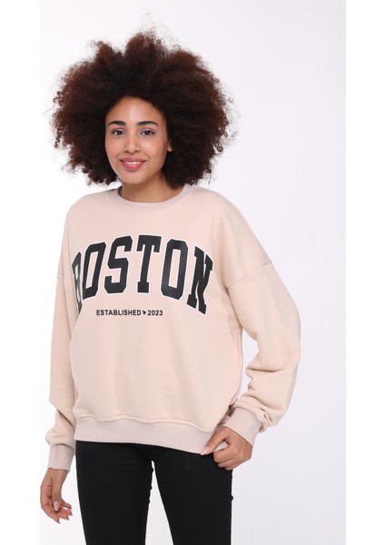 Kadın Bisiklet Yaka Baskılı Sweatshirt fiyatları