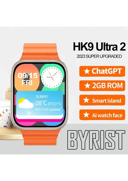 Hk9 Ultra 2 49MM Amoled Ekran Pusula/chatgpt Destekli 2g Dahili Depolama Özellikli 2023 Akıllı Saat