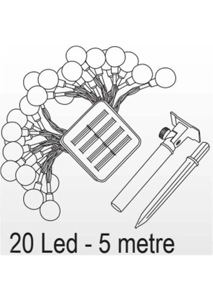 20W Solar 5 Metre 7 Mod Işık Zinciri FL-3201 fiyatları