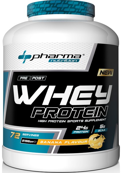 Whey Protein 2196 gr Muz Aromalı Protein Tozu 24 Gram Protein 72 Servis