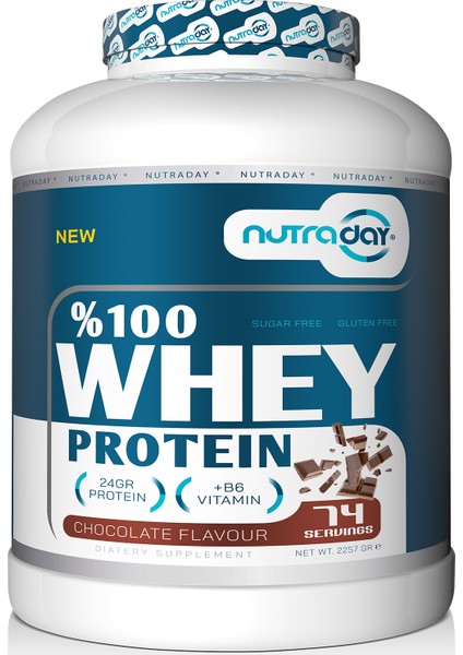 Whey Protein 2257 gr Çikolata Aromalı Protein Tozu 24 Gram Protein 74 Servis