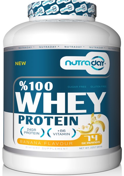 Whey Protein 2257 gr Muz Aromalı Protein Tozu 24 Gram Protein 74 Servis