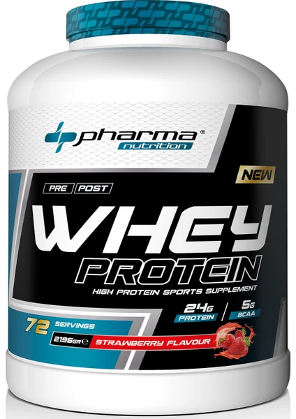 Whey Protein 2196 gr Çilek Aromalı Protein Tozu 24 Gram Protein 72 Servis