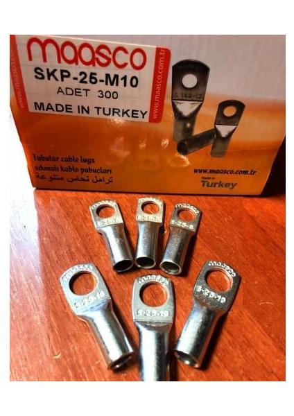 (5 Adet) 25 Mm² Skp-Sıkmalı Kablo Pabucu M10 (Elektorlitik Bakır) ST-25-M10