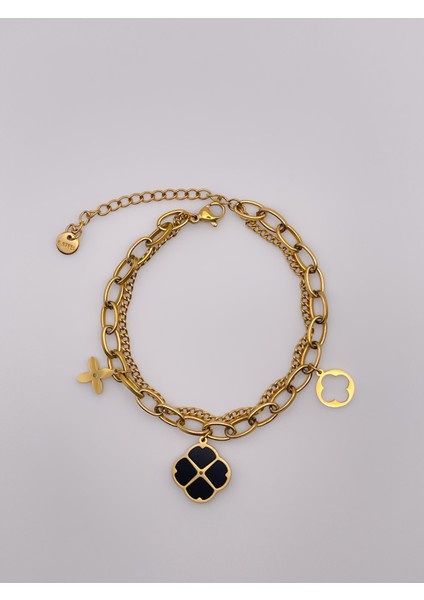 Çelik Bileklik Kombin Bileklik Yonca Bileklik Ikili Gold Bileklik modelleri