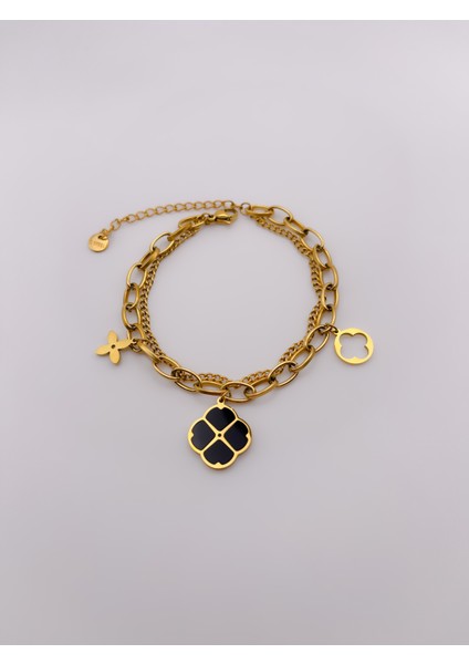 Çelik Bileklik Kombin Bileklik Yonca Bileklik Ikili Gold Bileklik fırsatları