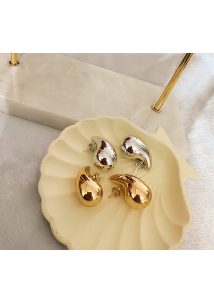 Bottega Model Silver Çelik Damla Küpe