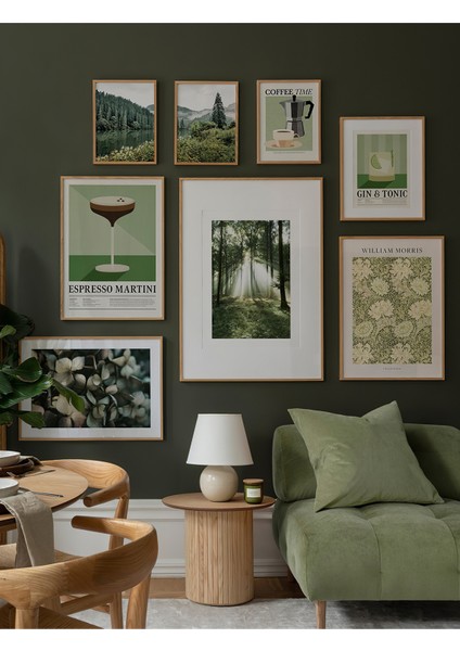 8 Parça Ahşap Çerçeve Görünümlü Mdf Tablo Seti