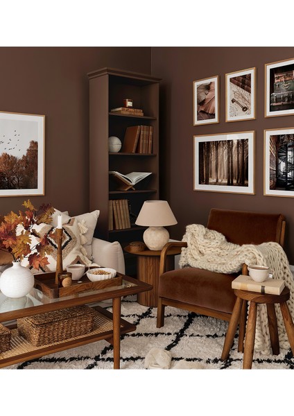 6 Parça Ahşap Çerçeve Görünümlü Mdf Tablo Seti
