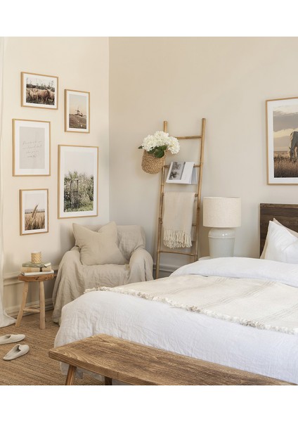 6 Parça Ahşap Çerçeve Görünümlü Mdf Tablo Seti