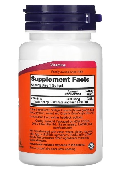 Vitamin A, 10,000 IU, 100 Softgels