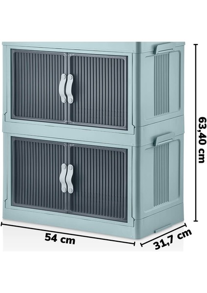 Emayhome Çok Amaçlı Kapaklı Istiflenebilir Organizer Dolap 2 Li Su Yeşili