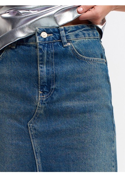 80555 Alt Bölümü Izli Uzun Denim Etek-Tint fırsatları