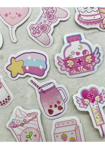 Çizgi Film Temalı Pembe Bi Dolu Kutu Sticker / Bullet Journal / Defter Süsleme/ Çıkartma modelleri