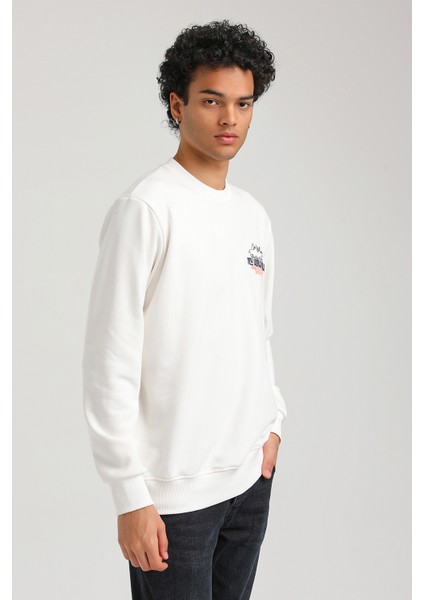 Bisiklet Yaka Ekru Slim Fit Sweatshirt 23FWM60158 modelleri