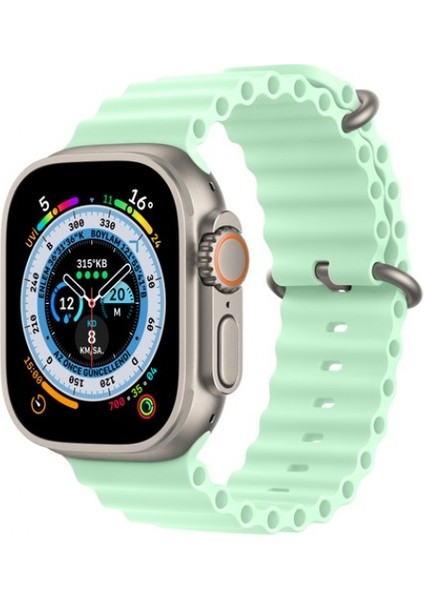 Tüm Watch Modelleriyle Uyumlu Ayarlanabilir Ocean Silikon Turkuaz Saat Kordonu 38-40-41MM