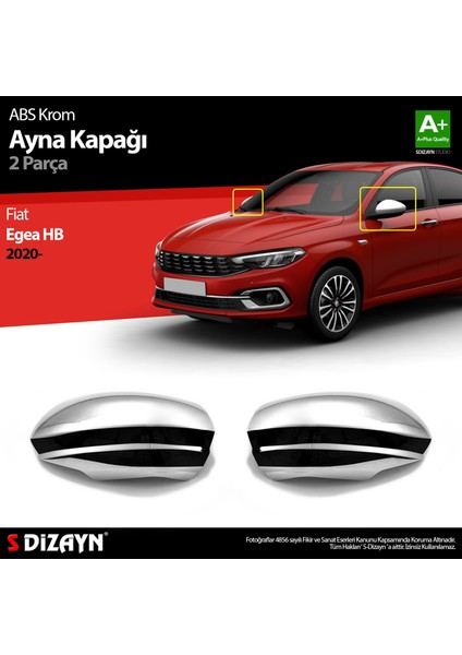 Fiat Egea Hb Abs Krom Ayna Kapağı 2 Prç. 2020 Üzeri