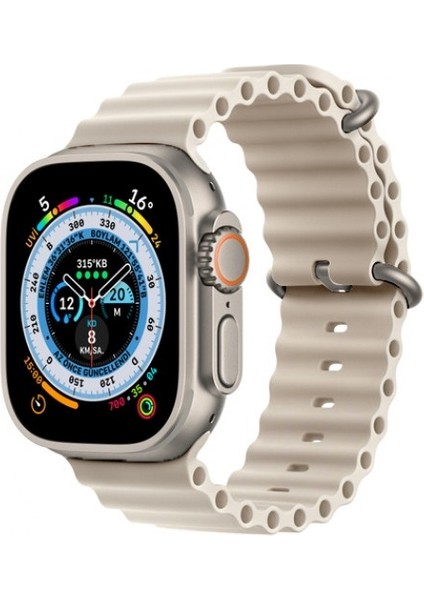 Tüm Watch Modelleriyle Uyumlu Ayarlanabilir Ocean Silikon Krem Saat Kordonu 42-44-45-49MM