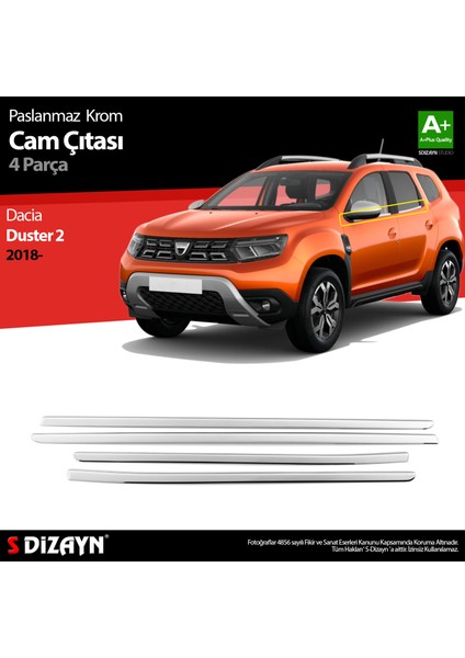 Dacia Duster Krom Cam Çıtası 4 Prç. 2018-2024 indirimleri