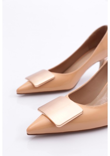 2064-22K Kadin Sivri Burun Düz Metal Toka Kisa Topuklu Ayakkabi fırsatları
