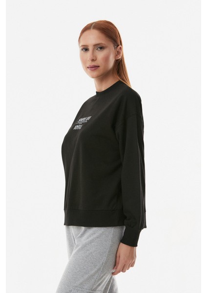 Yazılı Bisiklet Yaka Sweatshirt