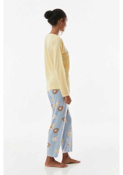 Baskılı Bisiklet Yaka Pijama Takımı modelleri