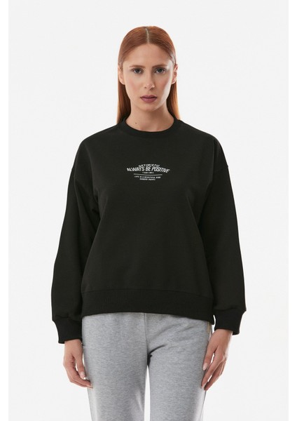 Yazılı Bisiklet Yaka Sweatshirt