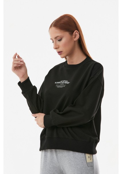 Yazılı Bisiklet Yaka Sweatshirt modelleri