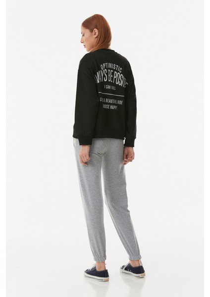 Yazılı Bisiklet Yaka Sweatshirt indirimleri