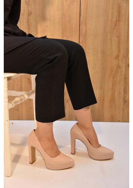 Platformlu Topuklu Kadın Sivri Burun Stiletto Ayakkabı Ten fiyatları