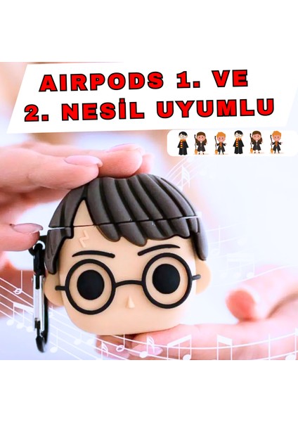 1. ve 2. Nesil Uyumlu Harry Potter Figürlü Darbe Emici Silikon Kulaklık Kılıfı