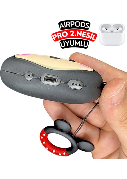 Pro 2. Nesil Uyumlu Minnie Mouse Figürlü Koruyucu ve Darbe Emici Silikon Kulaklık Kılıfı modelleri