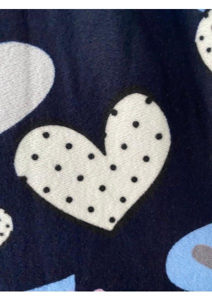Süet Kumaş Kalpli Desenli Pijama Altı