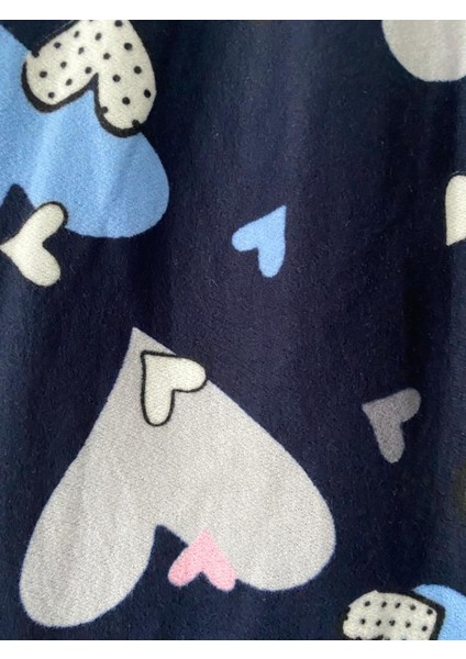 Süet Kumaş Kalpli Desenli Pijama Altı