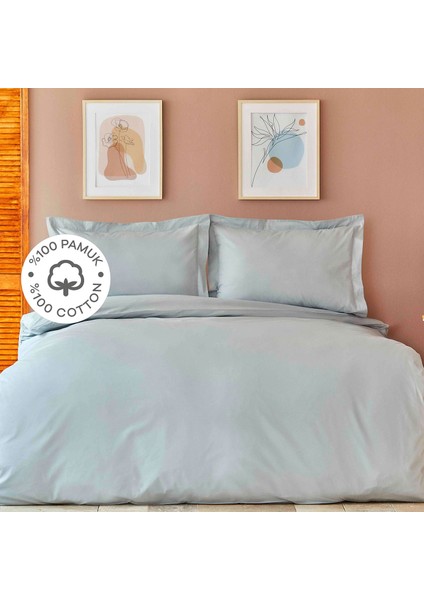 Back To Basic %100 Pamuk King Size Nevresim Takımı Mavi