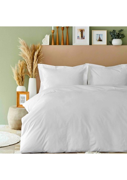 Back To Basic %100 Pamuk King Size Nevresim Takımı Beyaz