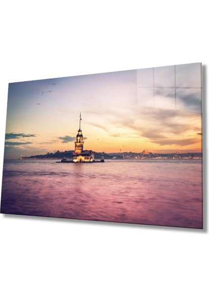 Istanbul Kız Kulesi Manzaralı 4mm Dayanıklı Cam Tablo Temperli Cam fiyatları