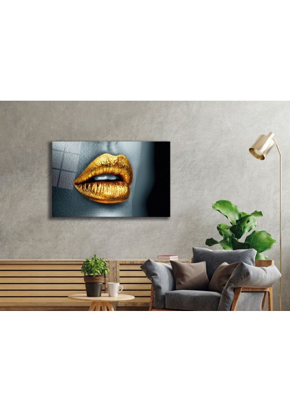Sarı Dudaklı Kadın Cam Tablo fiyatları