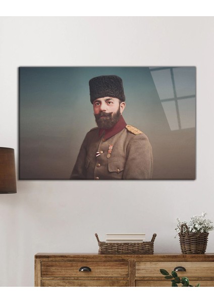 Cemal Paşa Portresi Cam Tablo, Ev ve Ofis Duvar Dekoru, Hediyelik Büyük Temperli 4 mm Cam Tablo fiyatları