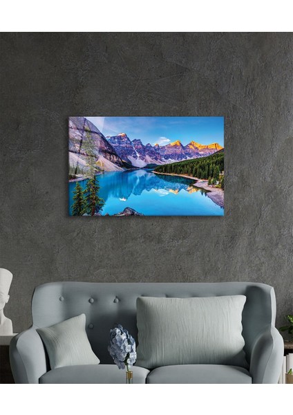 Dağ Yansıma Manzara Cam Tablo, Ev ve Ofis Duvar Dekoru, Hediyelik Büyük Temperli 4 mm Cam Tablo modelleri