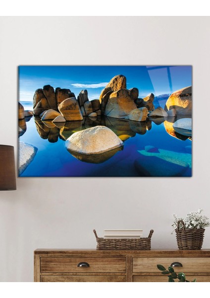 Dağ Yansıma Manzara Cam Tablo, Ev ve Ofis Duvar Dekoru, Hediyelik Büyük Temperli 4 mm Cam Tablo fiyatları